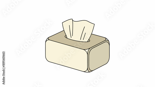 Illustration of a tissue box with visible sheets of tissue paper emerging from the top opening