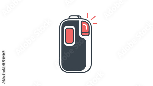 Vehicle key fob icon with a pressed red button and indicator light, representing remote car access or security system activation