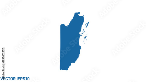 Blue Map of Florida State Silhouette.