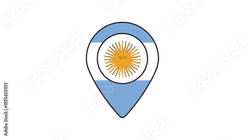 Map Pin with Argentine Flag Design.