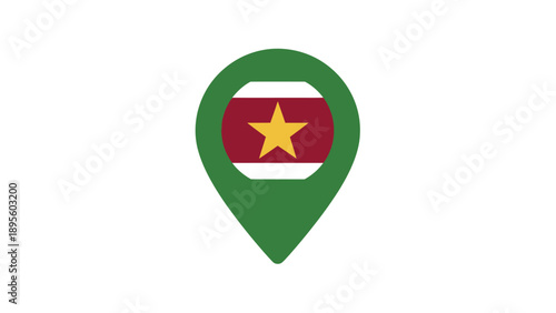 Suriname Flag Inside Green Map Pin.
