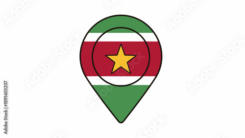 Suriname Flag Pin Location Icon Graphic.