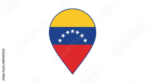 Venezuela Flag Icon in Map Pin Shape.