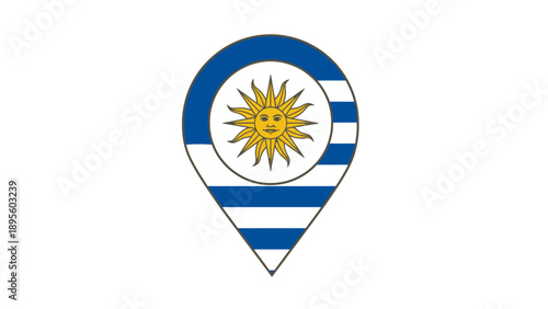 Uruguay Map Pin Flag Icon Design.