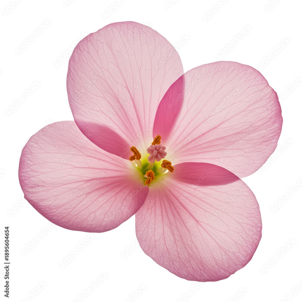 Fototapeta premium Soft Pink Geranium Flower Isolated Transparent Background Macro Detail