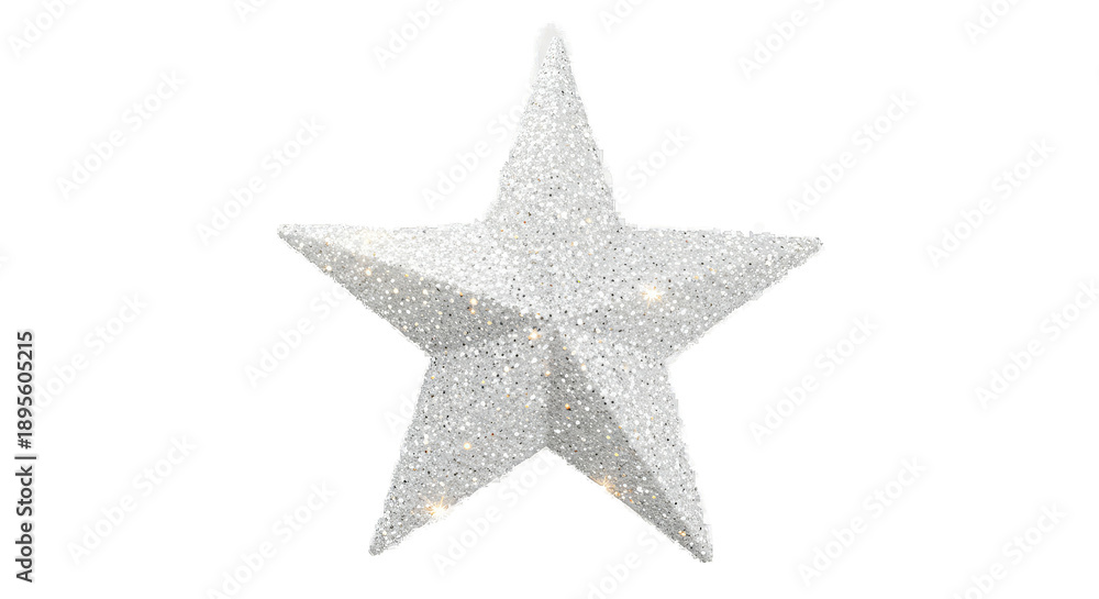 Fototapeta premium Sparkling Silver Star Ornament Isolated On Transparent Background