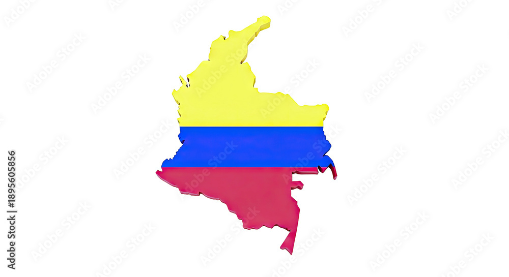 Fototapeta premium 3D Map of Colombia with Flag Colors