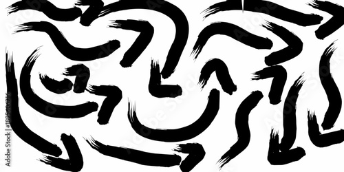 Hand drawn black arrow collection. Various kinds of black arrows pointing in all directions.