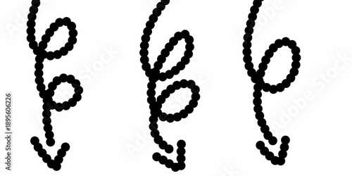 A collection of hand-drawn arrows with dotted lines. Various types of black arrows pointing in all directions.