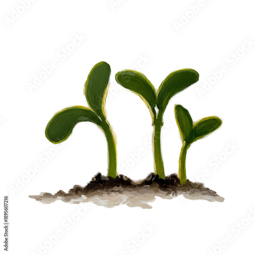 Three Green Seedlings Growi...