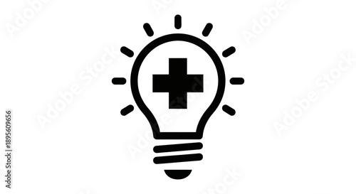 Illuminated lightbulb with a prominent plus sign inside.