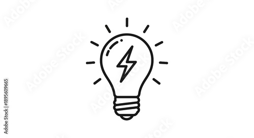 Lightbulb with lightning bolt symbol representing idea and energy.
