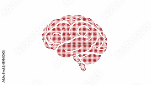 Brain made of small red dots.