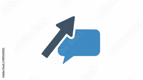 Blue speech bubble with arrow icon.