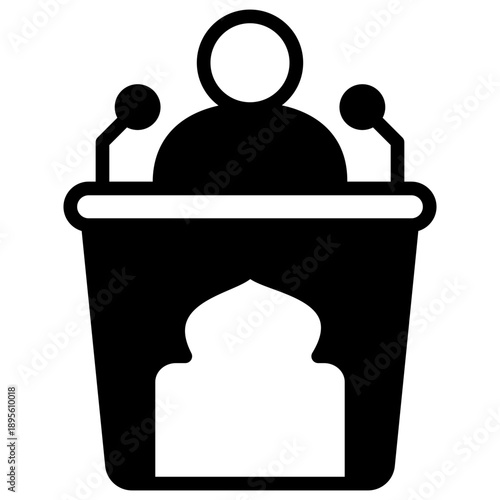 Sermon Glyph Icon Mini Illustration, Use For Modern Concept, Print, Ui, Ux Kit, Web And App Development. Vector Related To Ramadan, Eid Al-Fitr, Eid Al-Adha And More