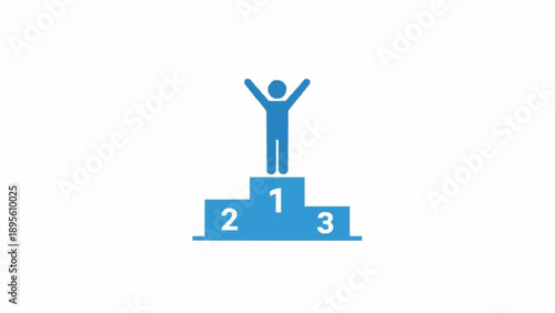 Person standing on winner podium first place.