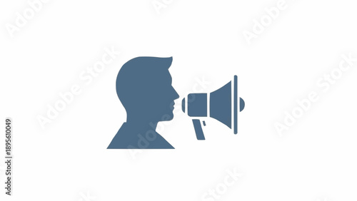 Man speaking into a megaphone loudly.