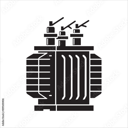 Vector  Industrial Power Transformer Unit icon in minimal flat style