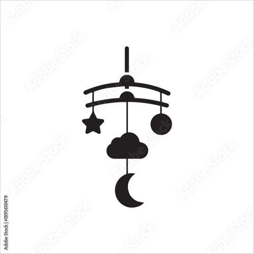 Vector  Baby Crib Mobile Toy icon in minimal flat style