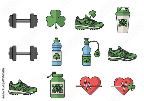 A vibrant green running shoe featuring a clover design, perfect for sports enthusiasts and St. Patrick's Day celebrations.