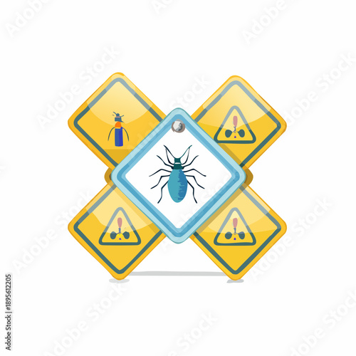 Symbolic Representation of Pest Control and Hazard Warnings in Vector Format Icon Design