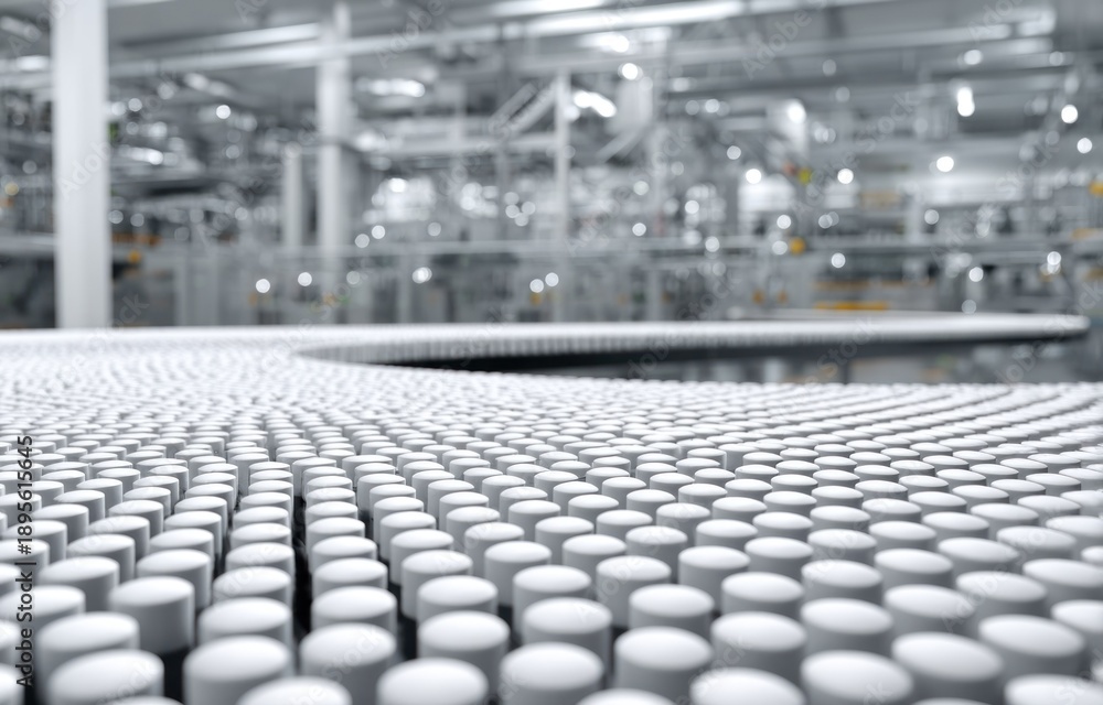 Obraz premium Pharmaceutical pills on a production line in a factory.