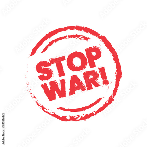 Stop War Round Grunge Stamp Vector Distressed Peace Protest Badge