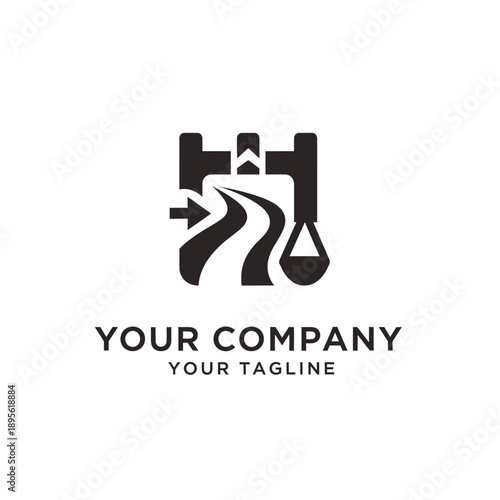 Abstract Logo Design Representing a Winding Road and Industrial Structure.