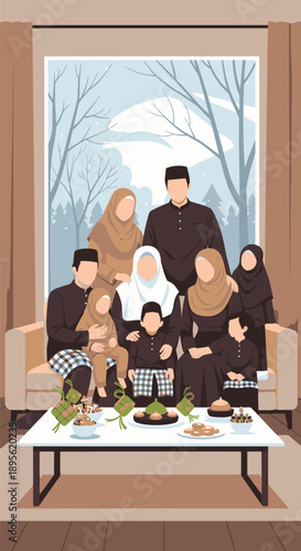 Family Gathering Together in Living Room.