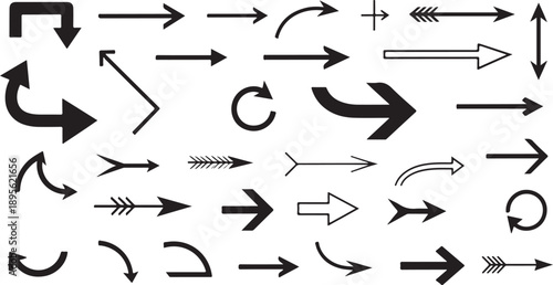 Collection of various arrows and directional symbols
