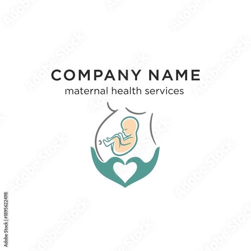 Maternal Health Services Logo with Pregnant Woman and Baby Silhouette.
