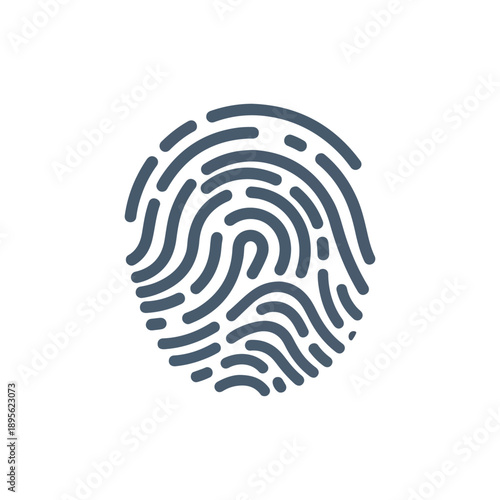 A close-up view of a blue and gray fingerprint on a white backdrop