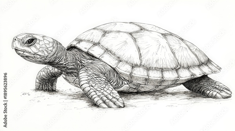 Fototapeta premium Detailed Illustration of a Realistic Turtle in Natural Pose