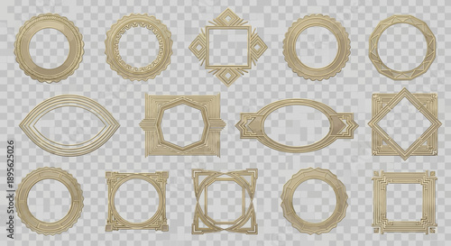 Collection of Decorative Vintage Photo Frames, Ornate Borders, Isolated on Transparent Background