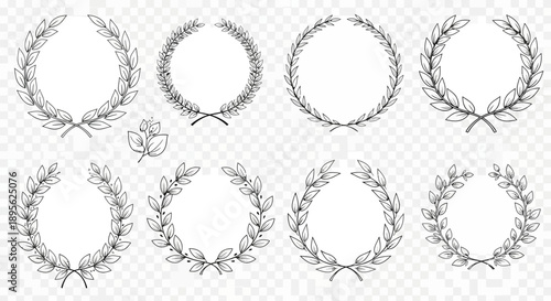 Laurel Wreath Collection: Hand-Drawn Vector Elements for Awards and Victory