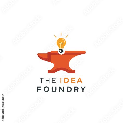 A logo of a light bulb atop an anvil with the words "The Idea Foundry.