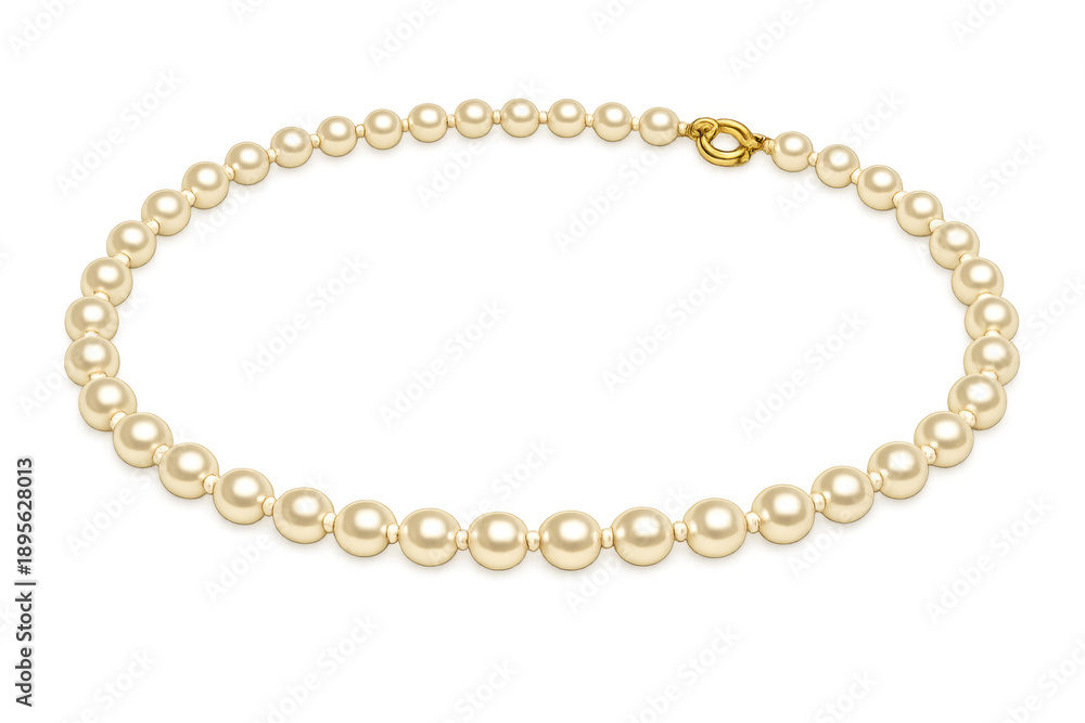 Obraz premium Pearl necklace with gold clasp a symbol of elegance, luxury, and classic fashion, isolated on transparent background