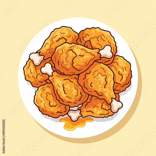 A plate of delicious fried chicken legs, a tempting food illustration