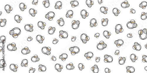 Hand-drawn popcorn illustration seamless pattern on white background