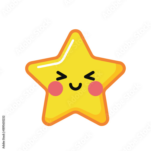 A smiling, cartoonish yellow star with rosy cheeks