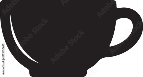 Black coffee cup vector icon, simple silhouette mug for hot drinks, tea, or espresso, isolated on white