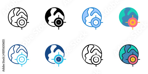 Heatmap icons set multiple style collection. Editable stroke 
