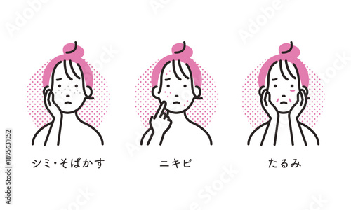 肌トラブルに悩む女性セット