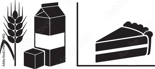 Bakery and Dairy Food Products Icon Set