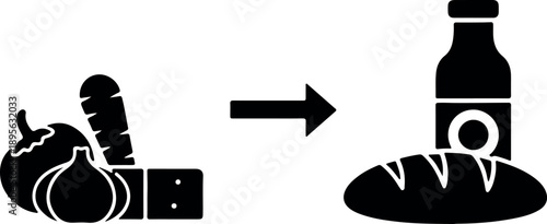 Food Manufacturing Process from Ingredients to Product Icon