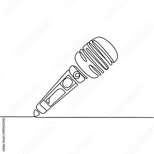 Line drawing of a vintage style microphone on a white background