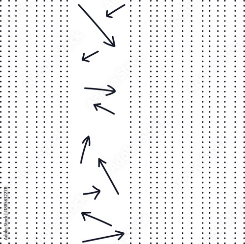 A texture in the form of rows of dots with a separate empty area where there are arrows pointing in different directions.
