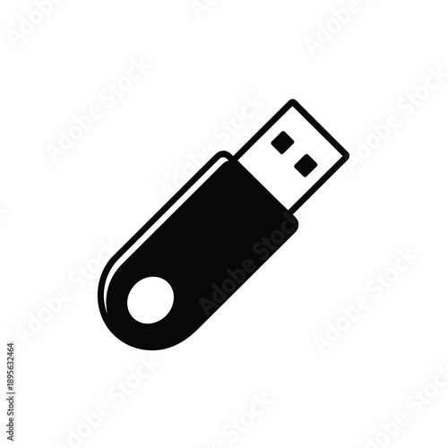 Simple black and white icon depicting a standard usb flash drive