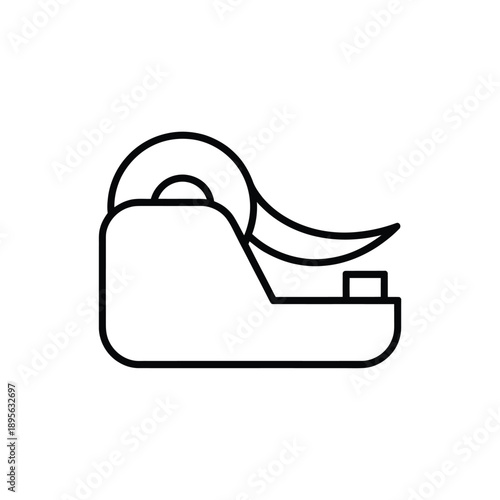 Simple line drawing depicts a tape dispenser with rolled adhesive