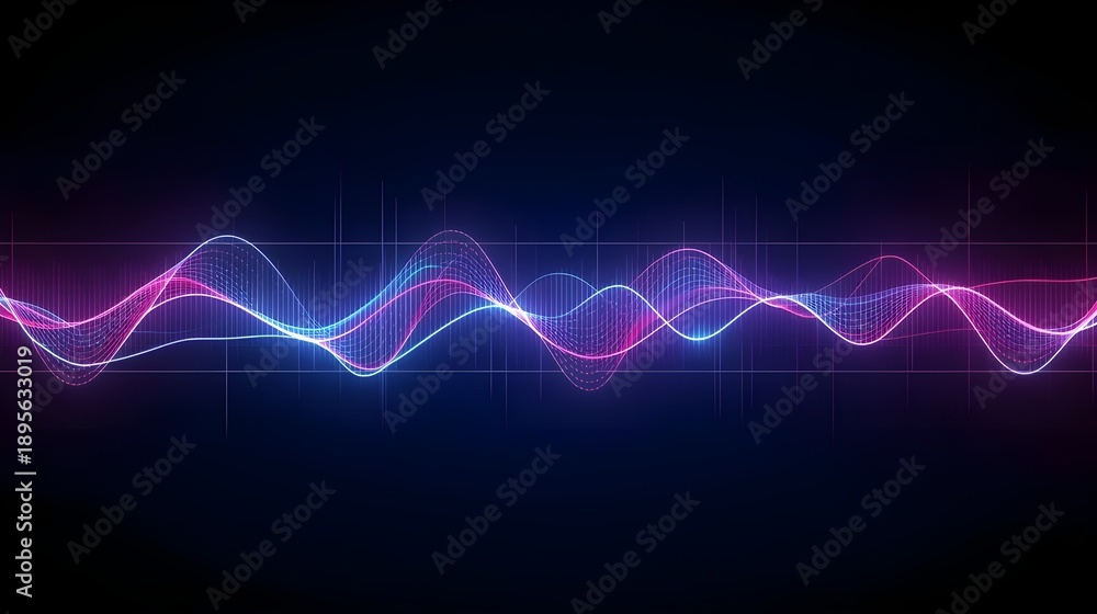 Fototapeta premium Modern tech background featuring illuminated rhythmic signal waves